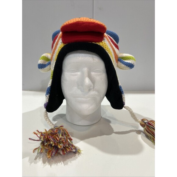 Kyber Outwear Rainbow Sock Monkey Knit Tassel Colorful Hat Fleece Lined - Picture 3 of 8